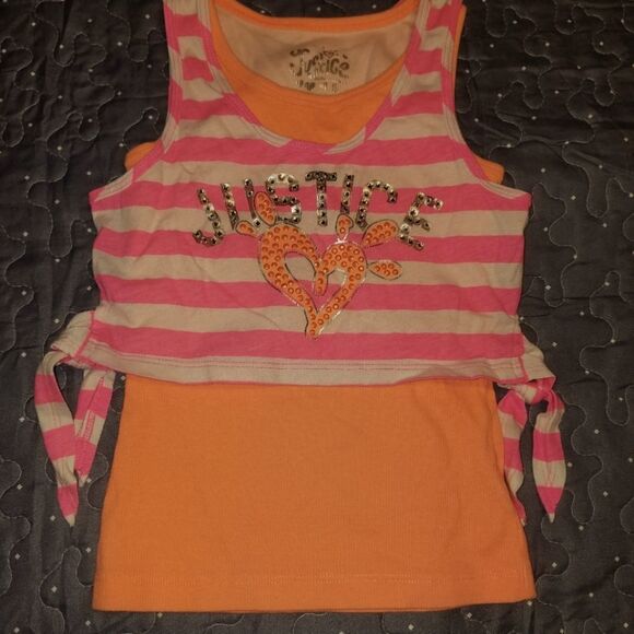 Justice Orange and pink tank top size 6 - Picture 1 of 3